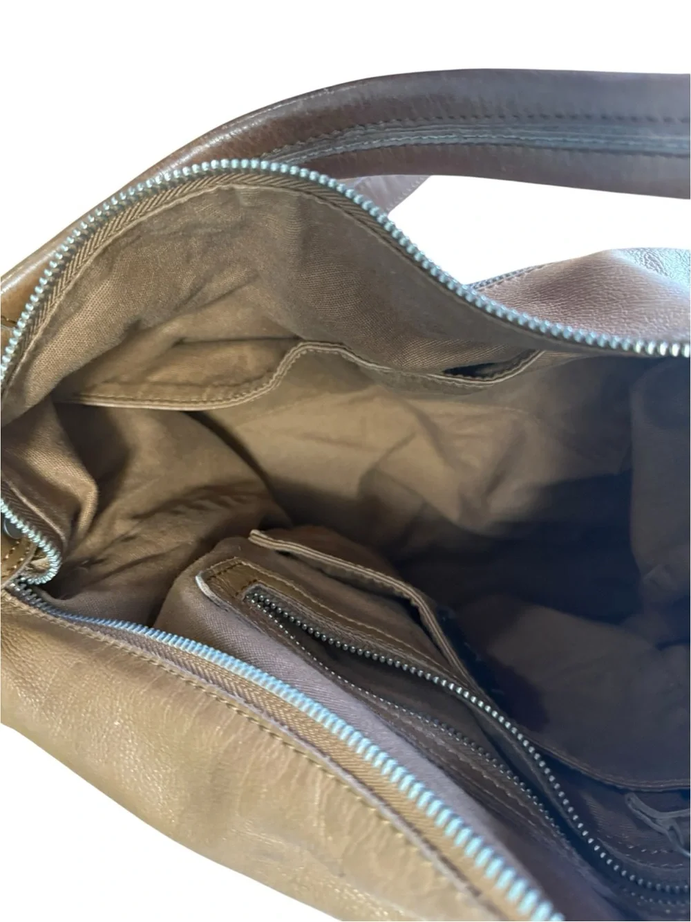 L.K. BERLIN Caramel Brown Leather Front Pockets Shoulder Bag